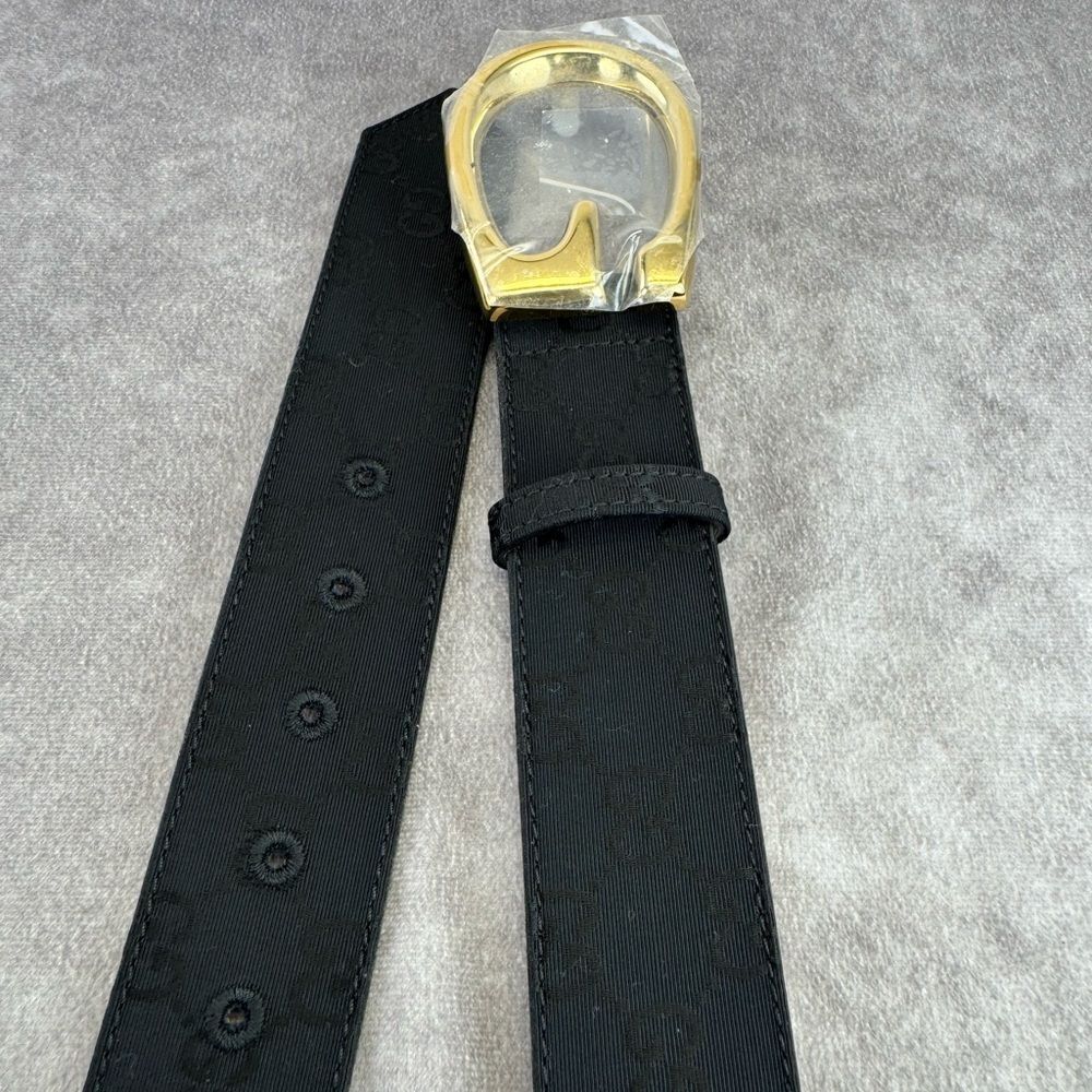 NEW Gucci Black GG Monogram Lurex Canvas Belt - Picture 11 of 13